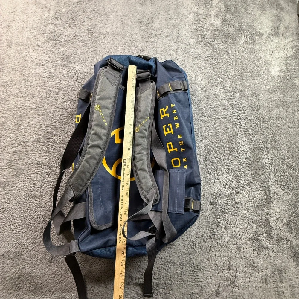 Roper Duffel Bag Backpack Unisex Large Blue Excellent Wear the West 23in Rodeo